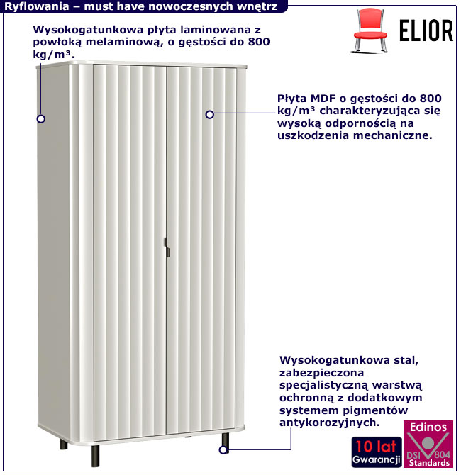 Biała szafa z drążkiem i półkami Egesio 10X