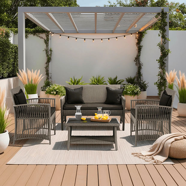 Wizualizacja z zestawem ogrodowym Verano ciemnoszary 