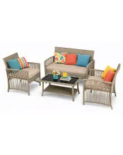 Beżowy zestaw wypoczynkowy do ogrodu - Verano  w sklepie Edinos.pl