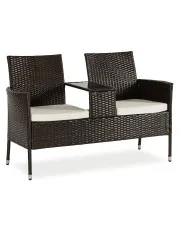 Brązowa sofa ogrodowa ze stolikiem - Bellaro w sklepie Edinos.pl