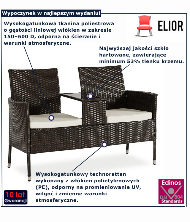 Brązowa rattanowa sofa ogrodowa Bellaro
