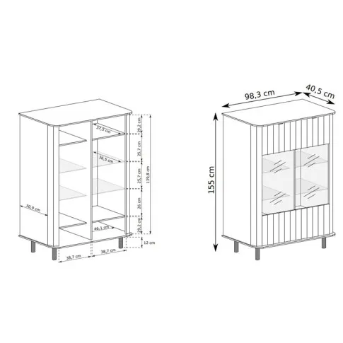 Wymiary niskiej witryny Egesio 11X glina