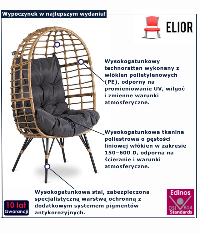 Rattanowy fotel wypoczynkowy Ravento