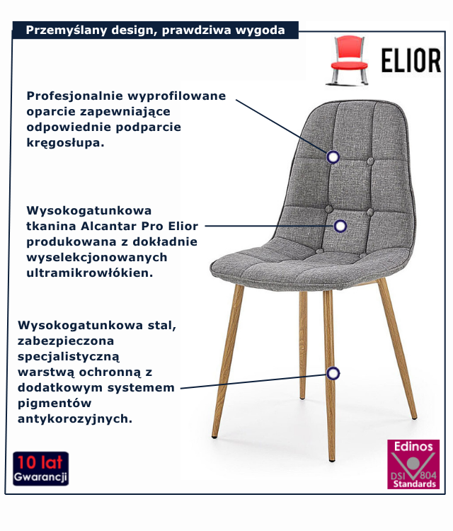 Szare tapicerowane krzesło Envero