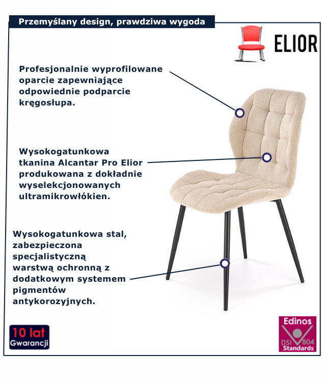 Beżowe krzesło tapicerowane Luremo