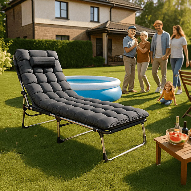 Wizualizacja ogrodu z leżakiem Relora