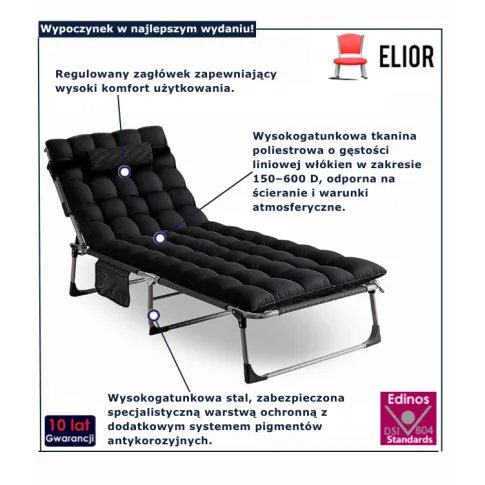 Czarny leżak składany Relora