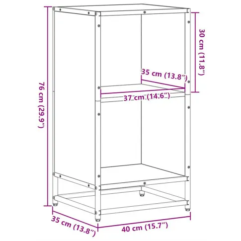 Wymiary regału czarnego Shevo 3X