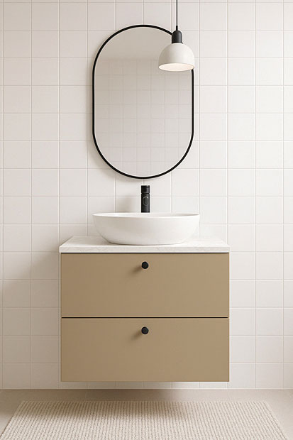 Wnętrze z szafką pod umywalkę Tavesi 4X cappuccino + marmur