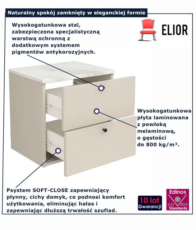 Szafka pod umywalkę z szufladami Tavesi 4X kaszmir + marmur