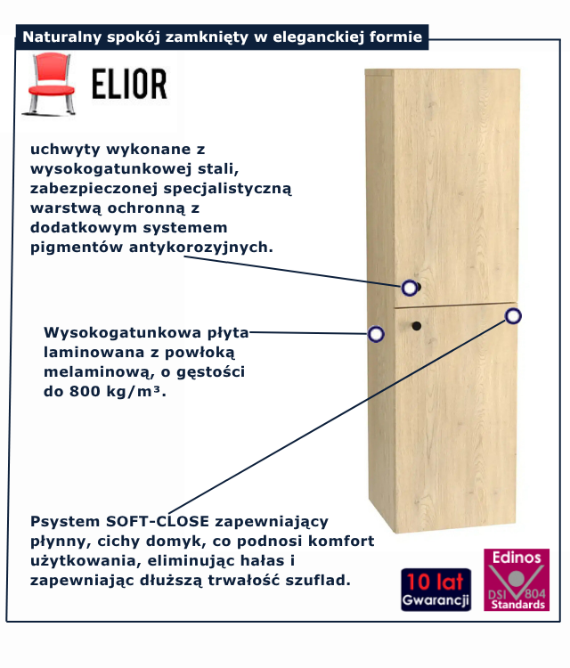 Słupek łazienkowy Tavesi 5x dąb cremona