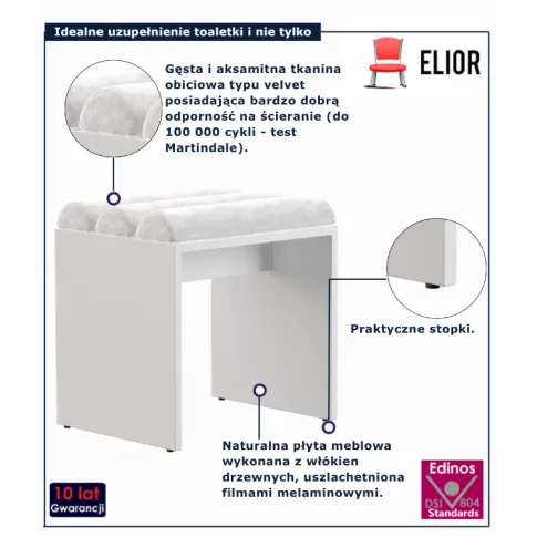 Biały taboret do toaletki Ardium