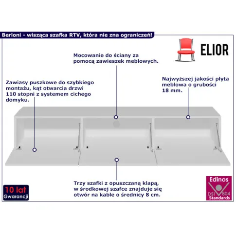 Nowoczesna szafka RTV Berloni 4X kolor biały
