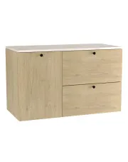 Wisząca szafka pod umywalkę dąb cremona + marmur - Tavesi 8X w sklepie Edinos.pl