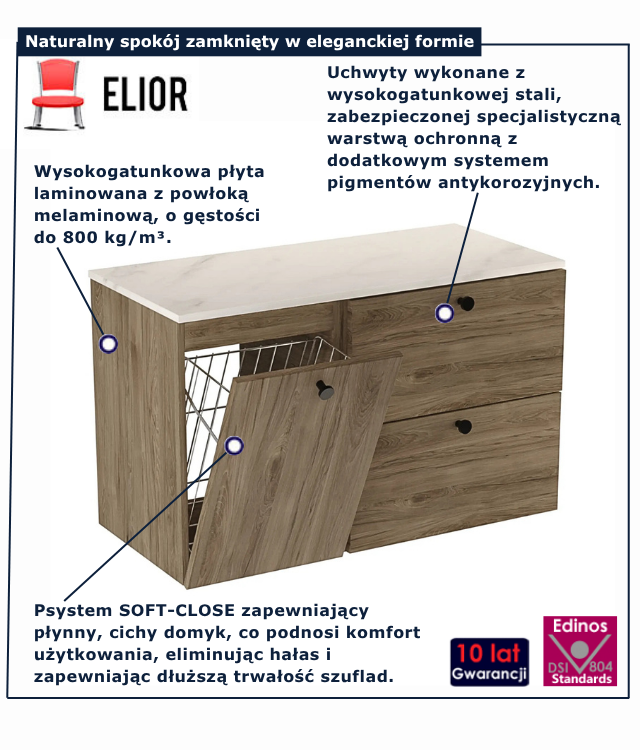 Wisząca szafka pod umywalkę w kolorze orzech ciemny + marmur Tavesi 8X