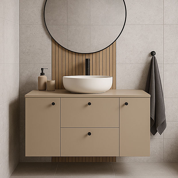 Wizualizacja wnętrza z szafką cappuccino Tavesi 9X