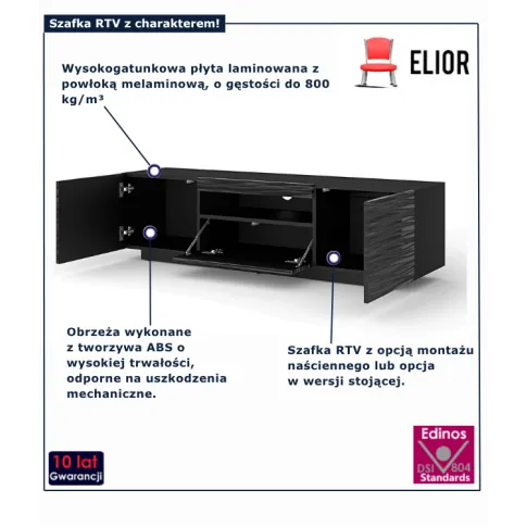 Nowoczesna szafka czarna RTV Tisu 3X