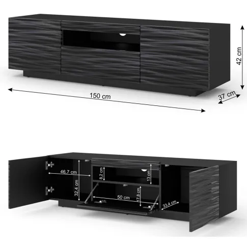 Wymiary techniczne szafki RTV 150 cm Tisu 3X