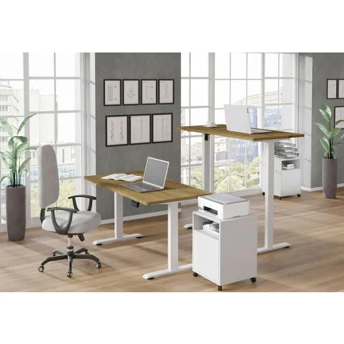 Wizualizacja biurka regulowanego dąb artisan   biały Nue 4X