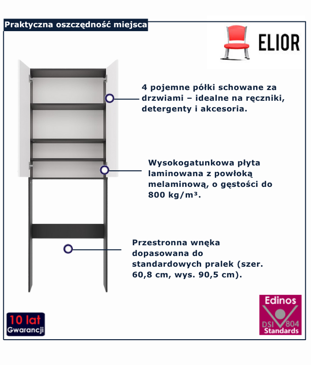 Biała szafka łazienkowa nad pralkę Nemer