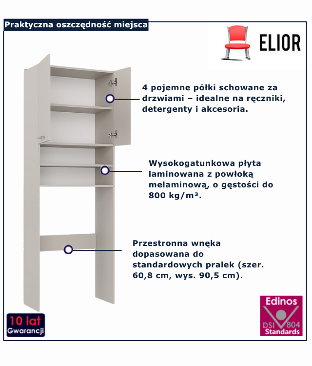 Szafka łazienkowa nad pralkę dąb sonoma Defis