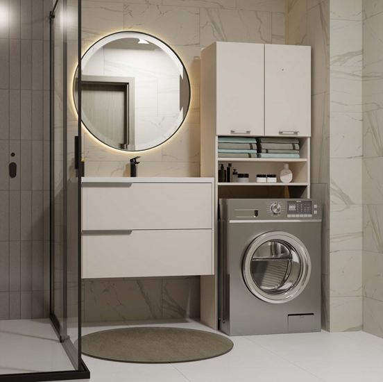 wizualizacja stylowej szafki nad pralke