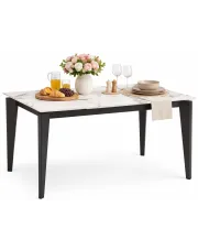 Rozkładany biały stół z blatem imitującym marmur - Drix w sklepie Edinos.pl