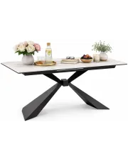 Biały rozkładany stół z blatem imitującym marmur - Muto w sklepie Edinos.pl