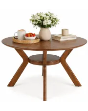 Brązowy okrągły stół do jadalni - Gink w sklepie Edinos.pl