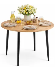 Okrągły rozkładany stół do jadalni dąb atisan + czarny - Vogo w sklepie Edinos.pl