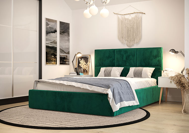 Elegancka sypialnia z wykorzystaniem łóżka kontynentalnego Welario