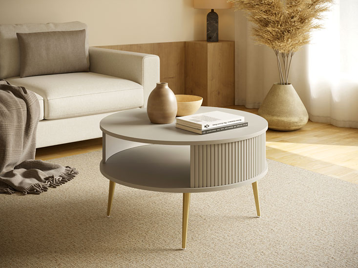 Salon z wykorzystaniem stolika kawowego z półką Alwida 4X