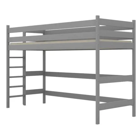 Szare drewniane łóżko z antresolą Tifi 3X