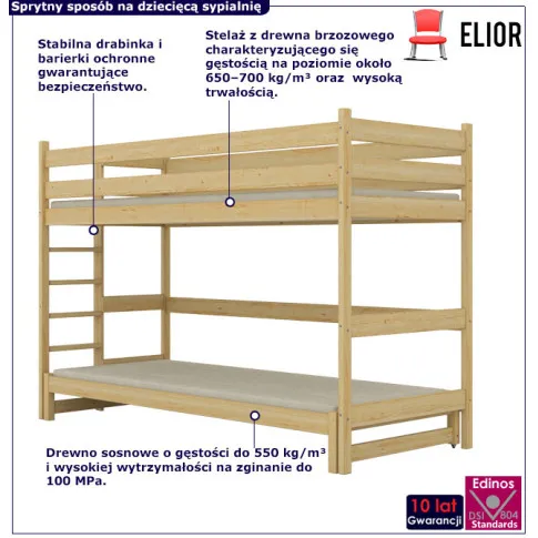 Drewniane piętrowe łóżko dziecięce Tifi 4X