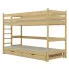 Drewniane piętrowe łóżko z szufladami dla dzieci naturalne Tifi 5X - 5 rozmiarów