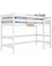 Białe drewniane łóżko jednoosobowe z antresolą Jukki - 5 rozmiarów w sklepie Edinos.pl