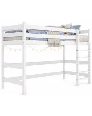 Białe drewniane łóżko jednoosobowe z antresolą Jukki - 5 rozmiarów w sklepie Edinos.pl