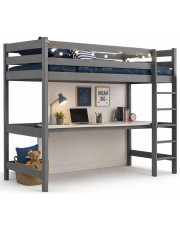 Szare sosnowe łóżko dla dziecka na antresoli Jukki - 5 rozmiarów w sklepie Edinos.pl