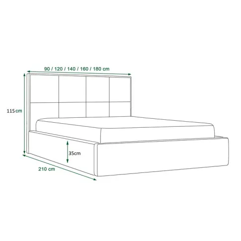 Wymiary lóżka tapicerowanego Cavenio