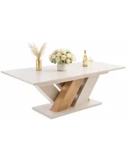 Nowoczesny stół pokojowy rozkładany kaszmir + dąb - Plyx w sklepie Edinos.pl