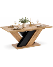 Rozkładany stół do salonu  dąb wotan + czarny - Plyx w sklepie Edinos.pl