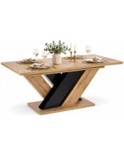 Rozkładany stół do salonu  dąb wotan + czarny - Plyx w sklepie Edinos.pl