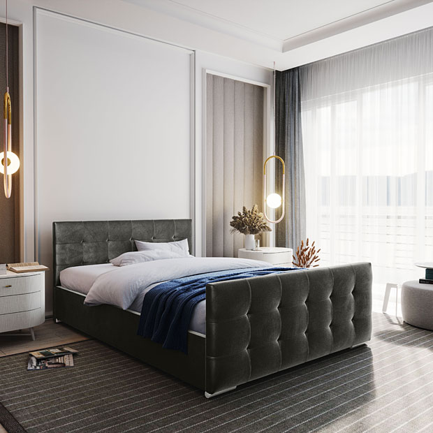Elegancka sypialnia z wykorzystaniem łóżka Velmonte