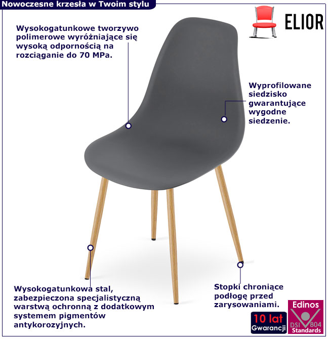 Ciemnoszare krzesło plastikowe Exin 3X