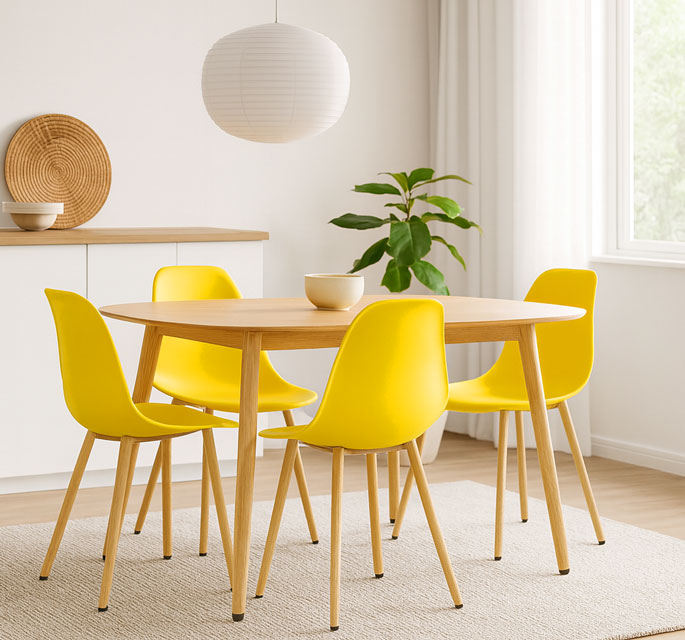 Przykładowa aranżacja z wykorzystaniem żółtego krzesła Exin 3X