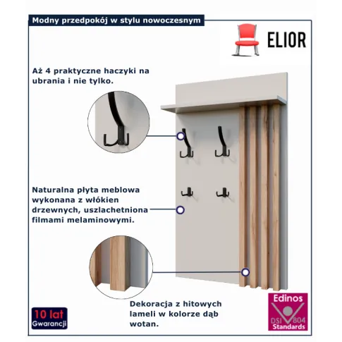 Kaszmirowy wieszak z lamelami dąb wotan Crizzo