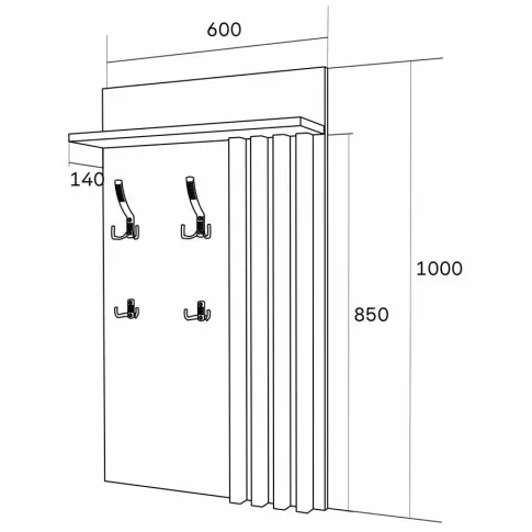 Wymiary wieszaka na kurtki z lamelami Crizzo