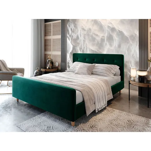 Wizualizacja wnętrza z zielonym lozkiem