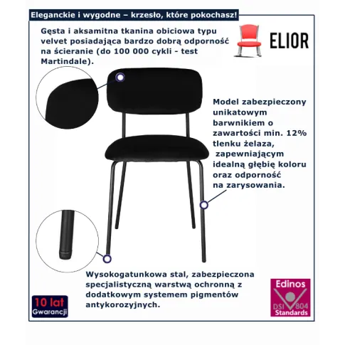 Tapicerowane krzesło welurowe czarne Luxx