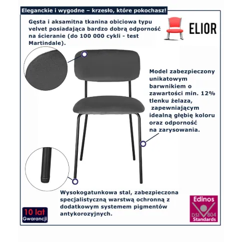 Tapicerowane krzesło welurowe szare Luxx